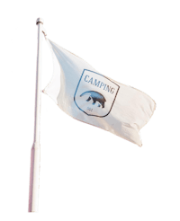 a white flag with the word camping on it