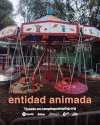 a carousel in a park with the words entrada animada